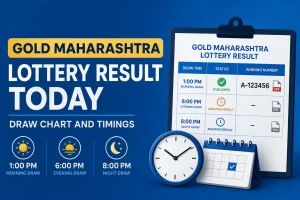 Gold Maharashtra Lottery result today showing draw chart and 1PM, 6PM, and 8PM timings