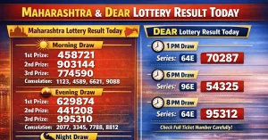 Maharashtra and Dear Lottery result today showing morning and evening draw winning numbers, including first, second, third prizes and Dear lottery 1 PM, 6 PM, 8 PM results.