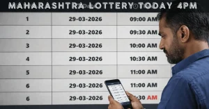 Maharashtra lottery today 4pm results schedule on 29-03-2026 with draw timings displayed as a man checks results on smartphone