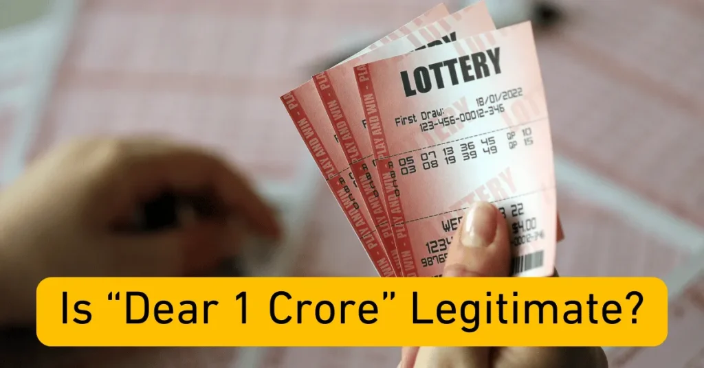 an infographic o dear 1 crore lottery ticket that actualy holding by someone