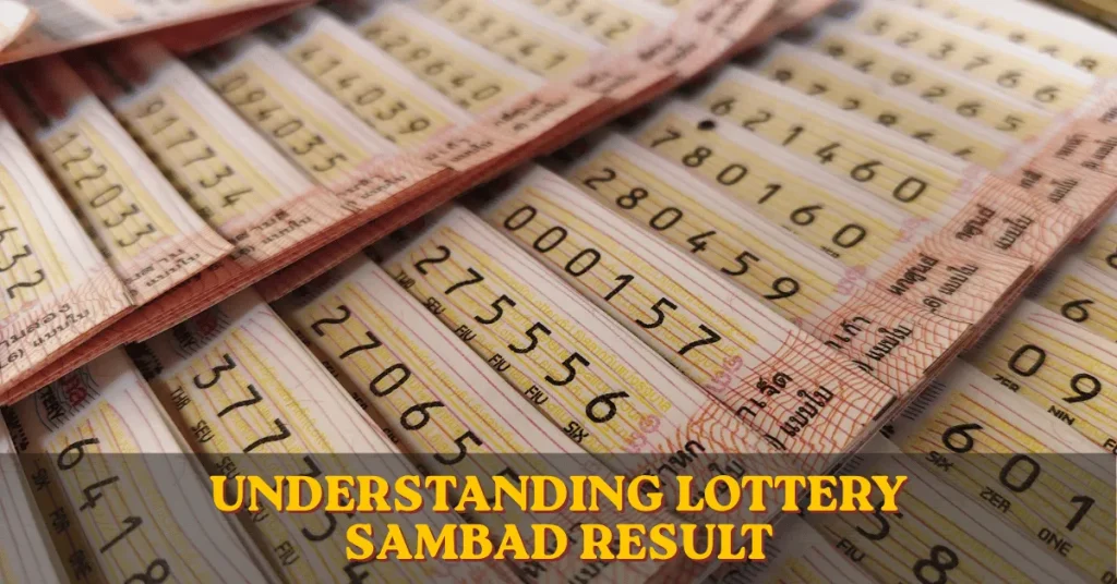 "Close-up view of several rows of printed lottery tickets showing different serial numbers, with overlaid text reading 'Understanding Lottery Sambad Result'."