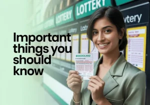 Bodoland Lottery Yesterday Result featured image showing a smiling Indian woman holding a ticket in a modern setting